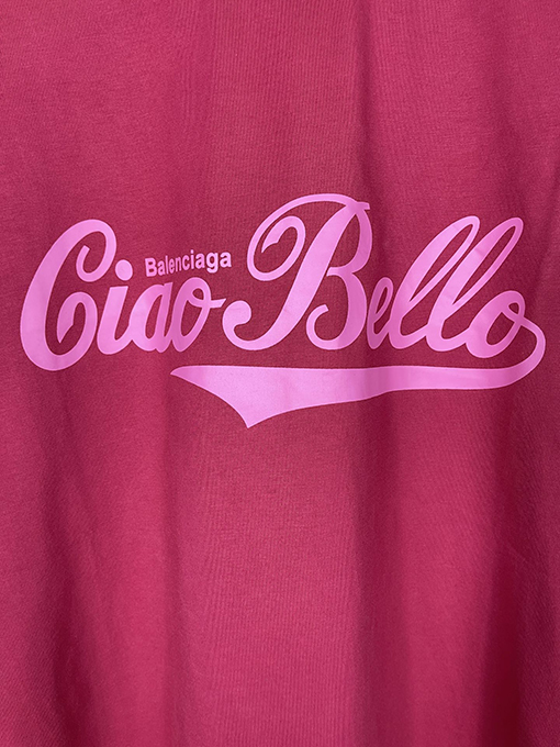 バレンシアガciao hello文字プリントで古い半袖Tシャツ