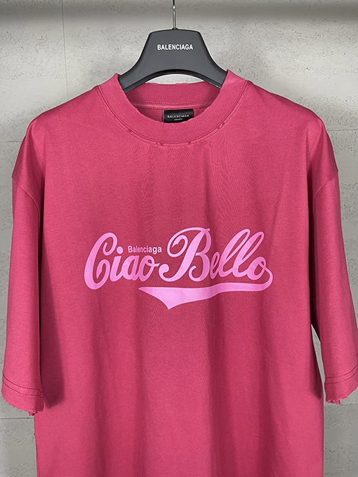 バレンシアガciao hello文字プリントで古い半袖Tシャツ