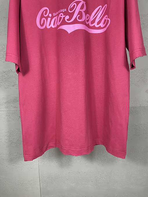 バレンシアガciao hello文字プリントで古い半袖Tシャツ