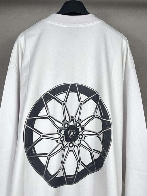 バレンシアガスーパーコピーLamborghini前後左右袖ストレートプリント長袖Tシャツ