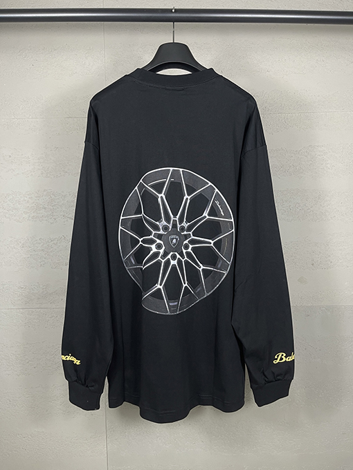 バレンシアガスーパーコピーLamborghini前後左右袖ストレートプリント長袖Tシャツ