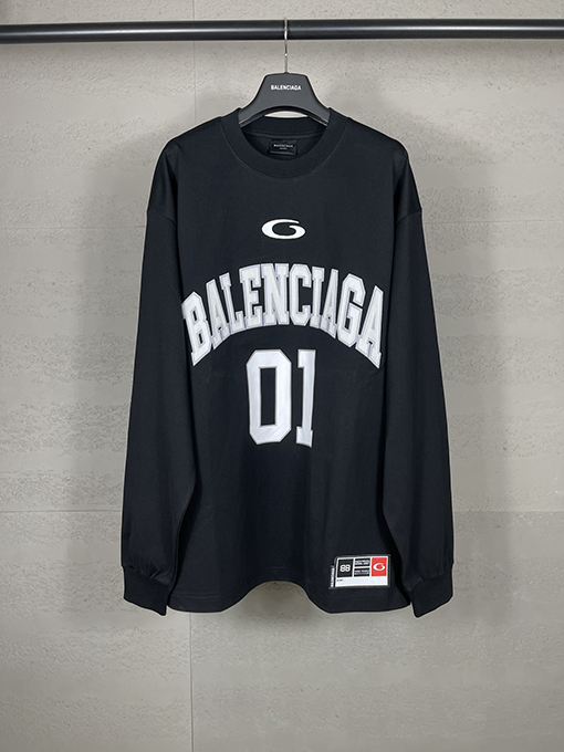 バレンシアガ新しいバスケットボールのボール服刺繍プリント長袖Tシャツ