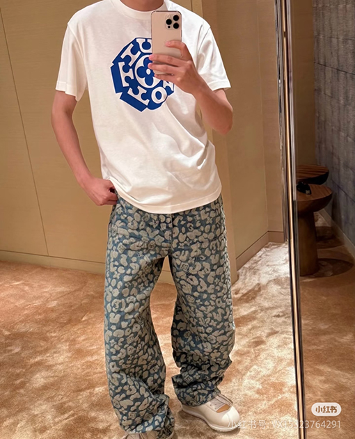 ルイヴィトンジャカードワークデニムパンツ