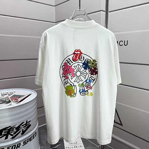 クロムハーツコピー クラシックなラウンドネック半袖Tシャツ