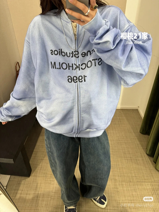 アクネストゥディオズスーパーコピー プリントされた古いジッパーパーカー