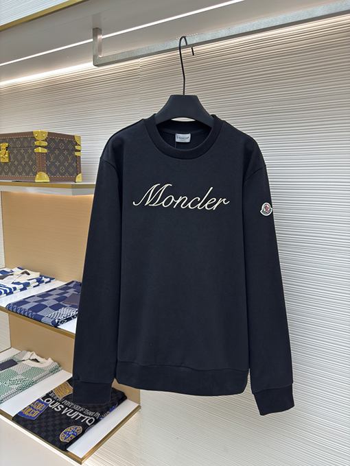 モンクレール 刺繍入りカフスタグ付きクルーネックパーカー