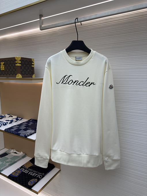 モンクレール 刺繍入りカフスタグ付きクルーネックパーカー