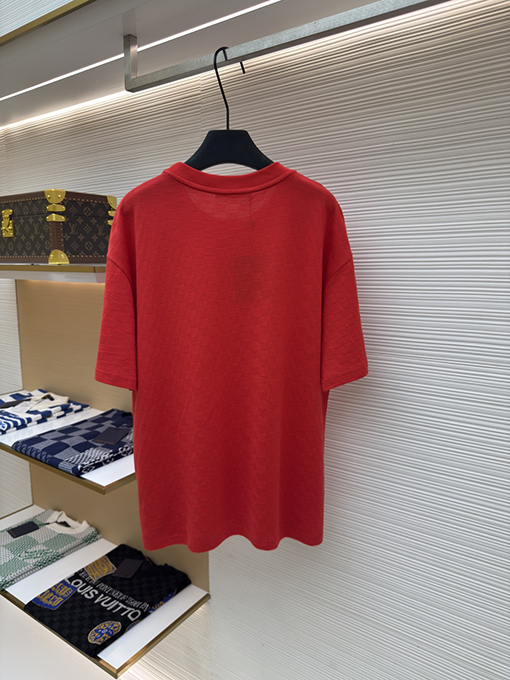 ルイヴィトンコピー ファッションダークチェックビーズ半袖Tシャツ