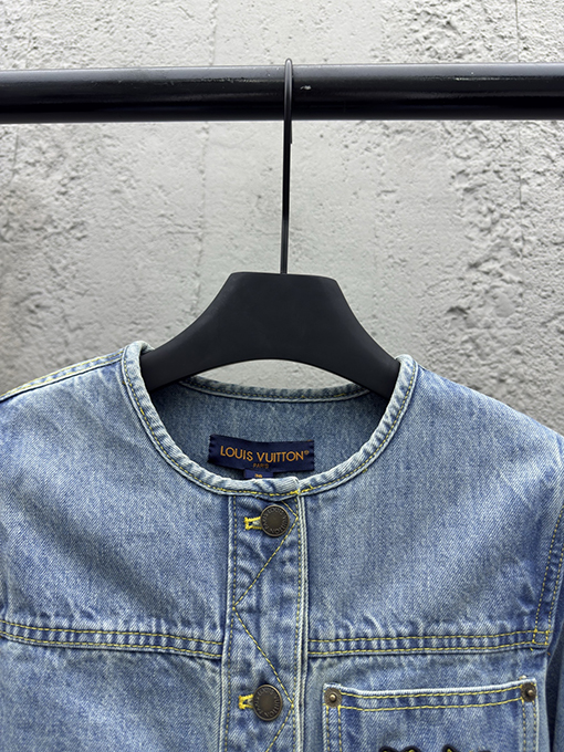 ルイヴィトンコピー ロープ刺繍クルーネックデニムジャケット