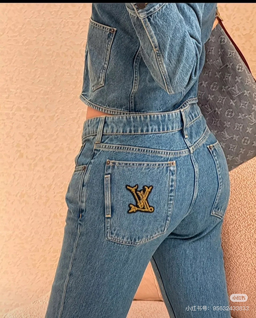 ルイヴィトン ファッションロープ刺繍ジーンズ