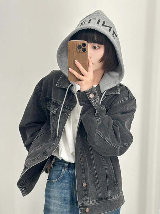 セリーヌ フード付きジップアップデニムジャケット