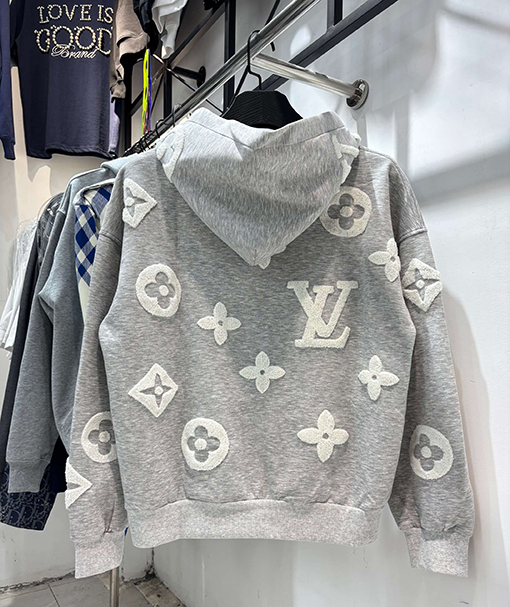 ルイヴィトン アルファベットフラワータオル刺繍ジッパーフード付きジャケット