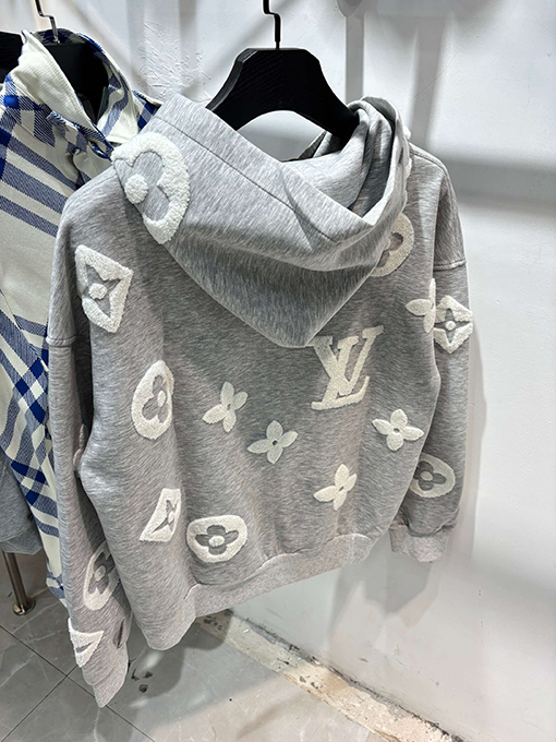 ルイヴィトン アルファベットフラワータオル刺繍ジッパーフード付きジャケット