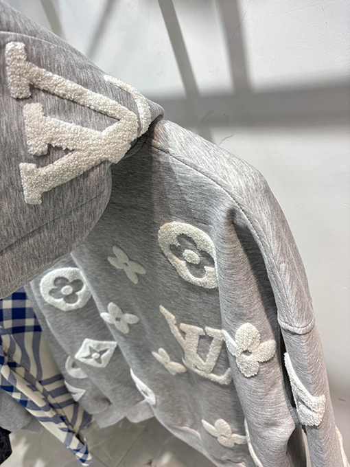 ルイヴィトン アルファベットフラワータオル刺繍ジッパーフード付きジャケット