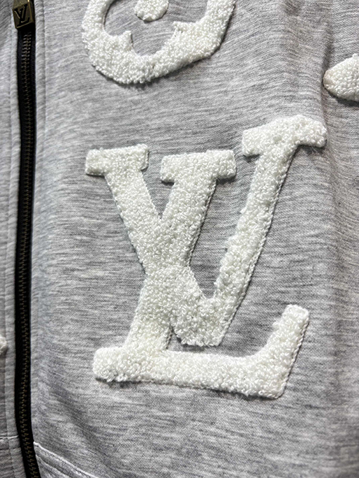 ルイヴィトン アルファベットフラワータオル刺繍ジッパーフード付きジャケット