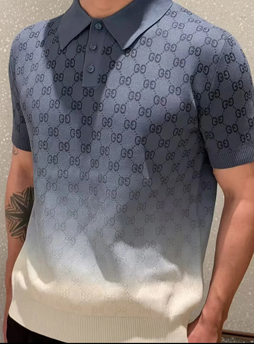 グッチ グラデーションジャカードポロ半袖Tシャツ