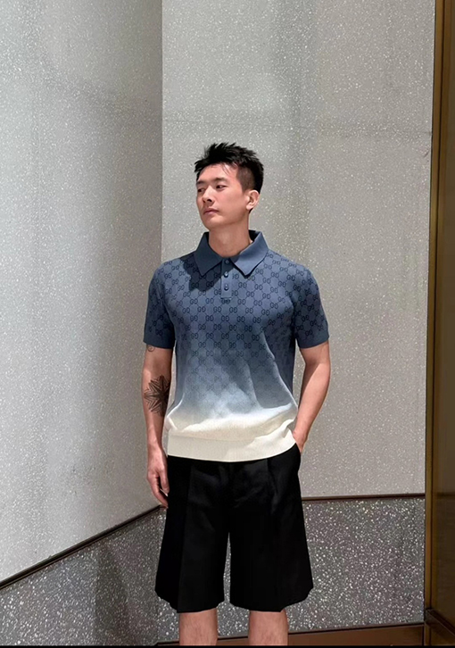 グッチ グラデーションジャカードポロ半袖Tシャツ
