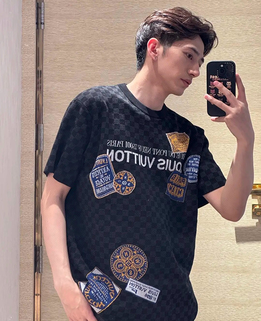 ルイヴィトン 新作 Lv ニットジャカードダミエ柄半袖Tシャツ