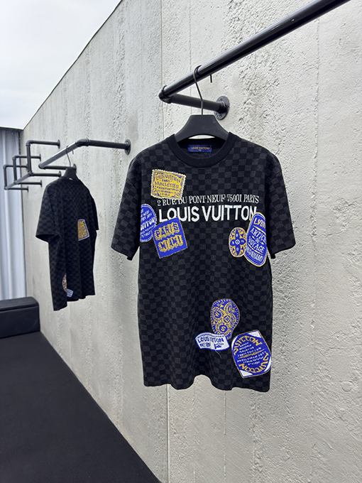ルイヴィトン 新作 Lv ニットジャカードダミエ柄半袖Tシャツ