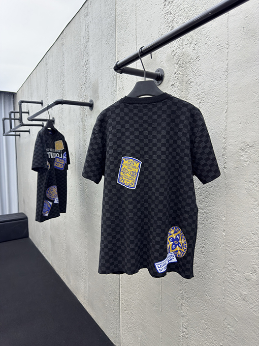 ルイヴィトン 新作 Lv ニットジャカードダミエ柄半袖Tシャツ