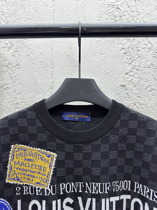 ルイヴィトン 新作 Lv ニットジャカードダミエ柄半袖Tシャツ