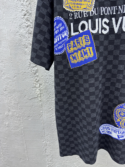 ルイヴィトン 新作 Lv ニットジャカードダミエ柄半袖Tシャツ