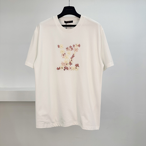 ルイヴィトン ファッション手作りリボン刺繍半袖Tシャツ