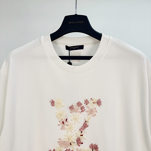 ルイヴィトン ファッション手作りリボン刺繍半袖Tシャツ
