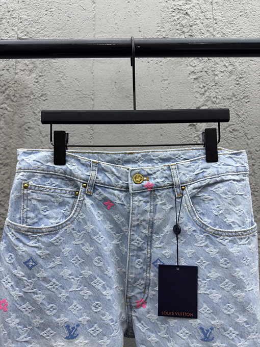 ルイヴィトンコピー カラフルなアルファベットジャカードデニムパンツ