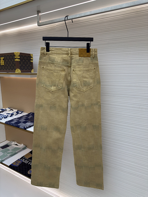 ルイヴィトンスーパーコピー ターコイズチェック柄デニムパンツ
