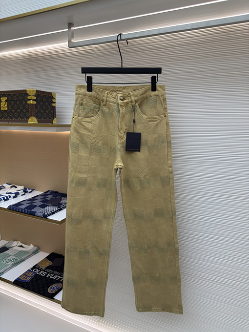 ルイヴィトンスーパーコピー ターコイズチェック柄デニムパンツ