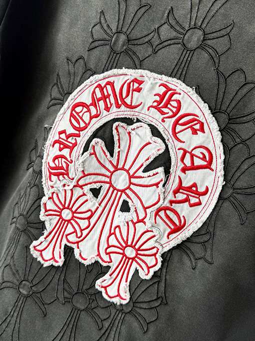 クロムハーツ 新しい十字架の布刺繍半袖Tシャツ