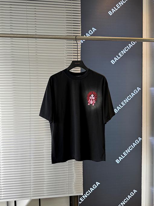 クロムハーツ 新しい十字架の布刺繍半袖Tシャツ