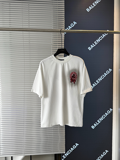クロムハーツ 新しい十字架の布刺繍半袖Tシャツ
