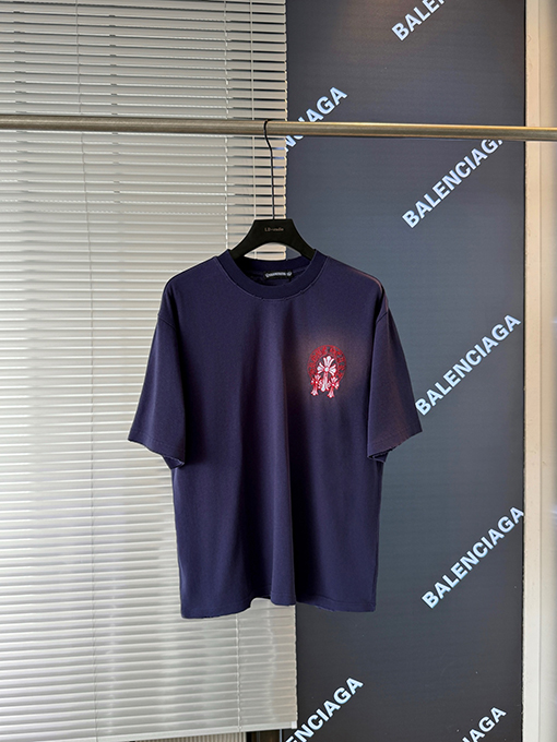 クロムハーツ 新しい十字架の布刺繍半袖Tシャツ