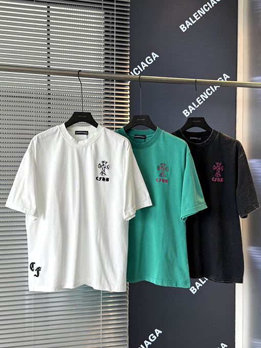 クロムハーツ ファッションクロスアップリケ刺繍半袖Tシャツ
