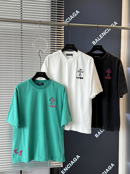 クロムハーツ ファッションクロスアップリケ刺繍半袖Tシャツ