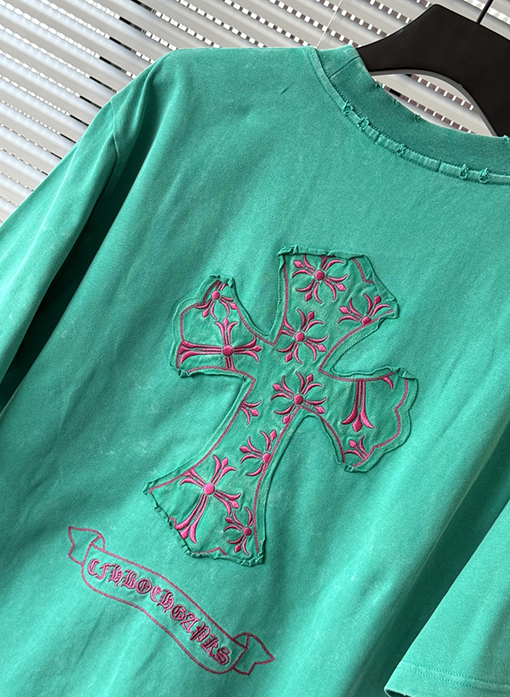 クロムハーツ ファッションクロスアップリケ刺繍半袖Tシャツ