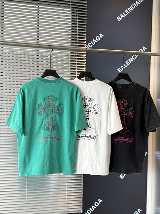 クロムハーツ ファッションクロスアップリケ刺繍半袖Tシャツ