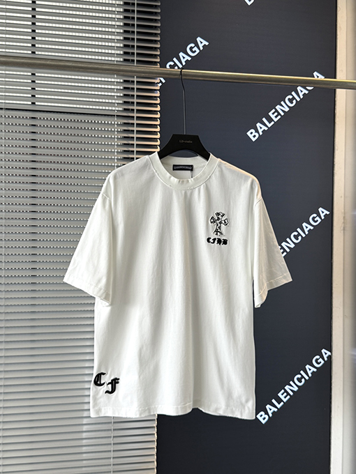 クロムハーツ ファッションクロスアップリケ刺繍半袖Tシャツ