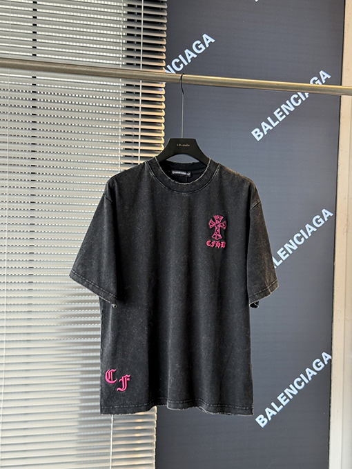 クロムハーツ ファッションクロスアップリケ刺繍半袖Tシャツ