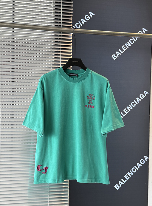 クロムハーツ ファッションクロスアップリケ刺繍半袖Tシャツ