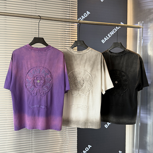 クロムハーツコピー クロスステッカー刺繍アメリカン半袖Tシャツ