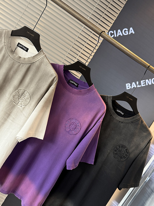 クロムハーツコピー クロスステッカー刺繍アメリカン半袖Tシャツ
