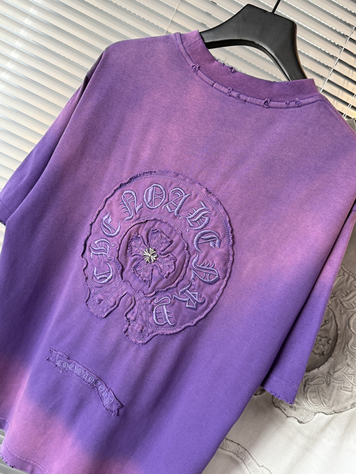 クロムハーツコピー クロスステッカー刺繍アメリカン半袖Tシャツ