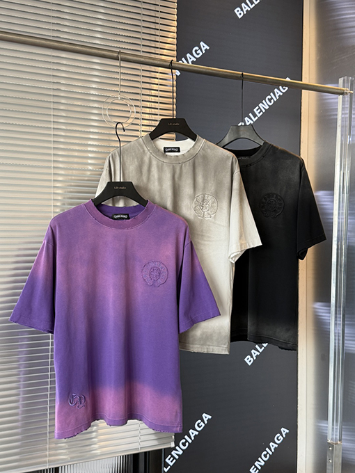 クロムハーツコピー クロスステッカー刺繍アメリカン半袖Tシャツ