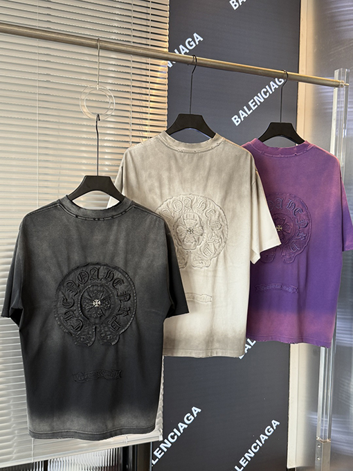 クロムハーツコピー クロスステッカー刺繍アメリカン半袖Tシャツ