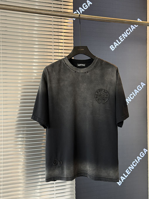 クロムハーツコピー クロスステッカー刺繍アメリカン半袖Tシャツ