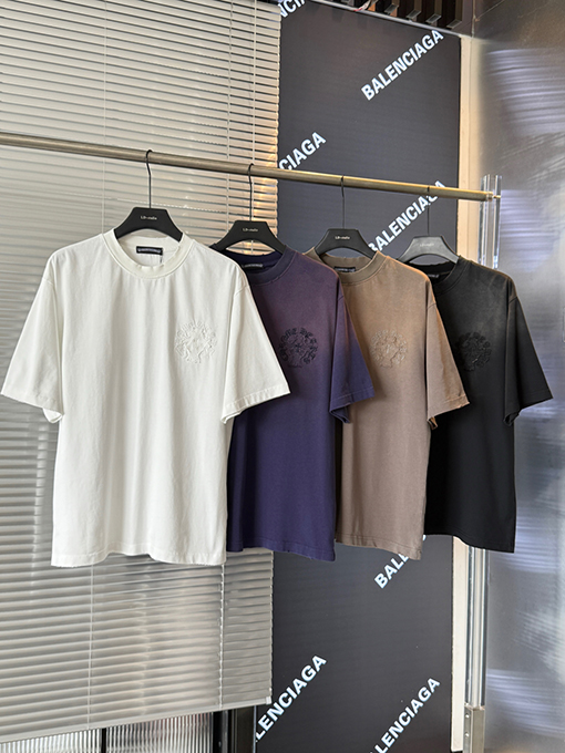 クロムハーツ クロスステッカー刺繍カップル半袖Tシャツ