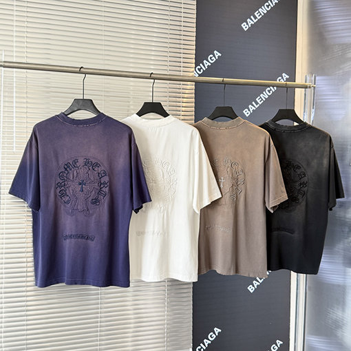 クロムハーツ クロスステッカー刺繍カップル半袖Tシャツ